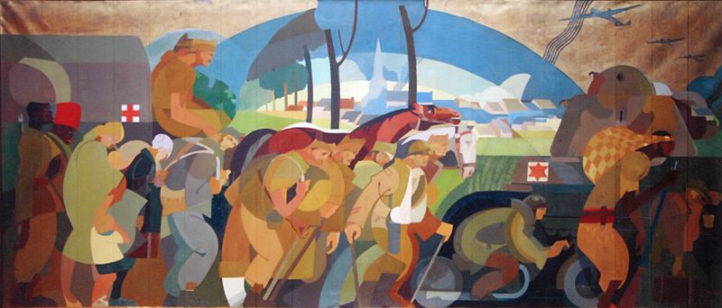 « L' exode » par Édouard Lévêque, 1940, huile sur toile, 275,5 x 122,5 cm  2015.2