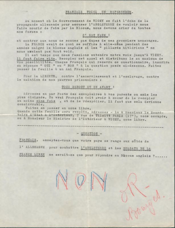 Tract-pétition de Jeanne et Fernand Caron