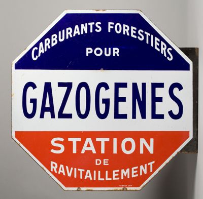 Plaque publicitaire en tôle émaillée pour station gazogène 3/3